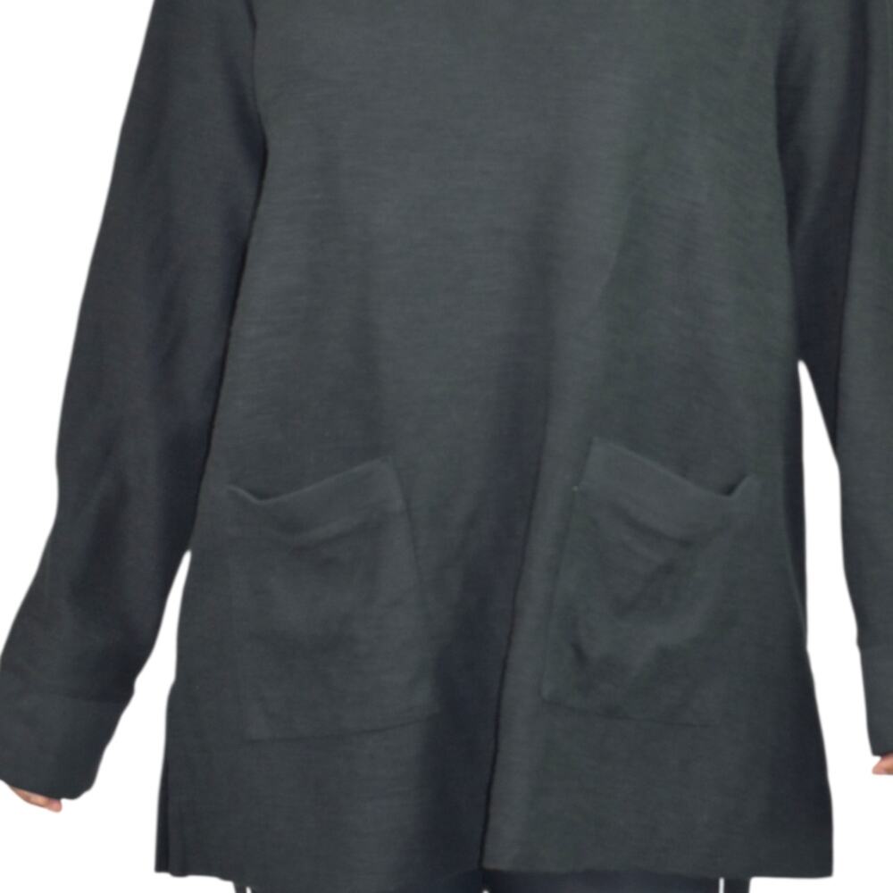 J Jill Black Textured Knit Tunic Cotton Blend Top Patch Pockets Side Slits Large - Picture 4 of 15
